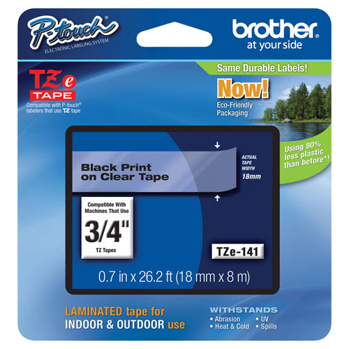 Brother P-Touch 18mm Black on Clear Laminated Tape