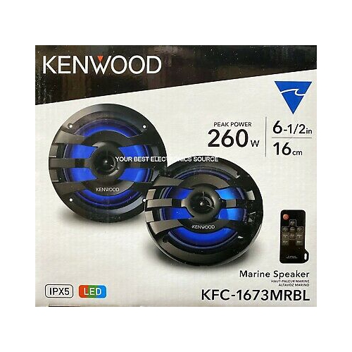 Kenwood - 2-Way Marine Speaker, 6.5 Inch, 260W, Black