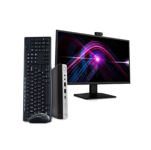 Refurbished - Hp Elitedesk 800 G3 Tiny Mini Desktop Computer Package 22" Monitor | Intel Core i5 6th Gen | 16GB | 256GB SSD | 1080p External Webcam,