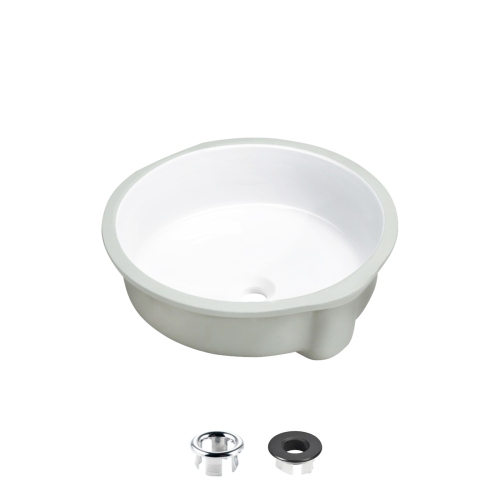 STYLISH 16 inch Round Undermount Ceramic Bathroom Sink with 2 Overflow Finishes