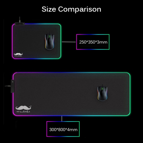 Moustache RGB Gaming Mouse Pad, 7 LED Color, 250*350*3mm
