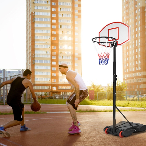 Gymax Basketball System Hoop Stand Backboard w/ Adjustable Height Wheels & 2 Nets