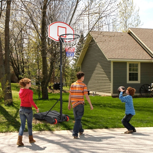 Gymax Basketball System Hoop Stand Backboard w/ Adjustable Height Wheels & 2 Nets