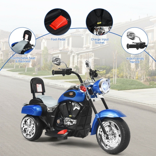 Gymax 6V Kids Ride On Chopper Motorcycle 3 Wheel Trike with Headlight