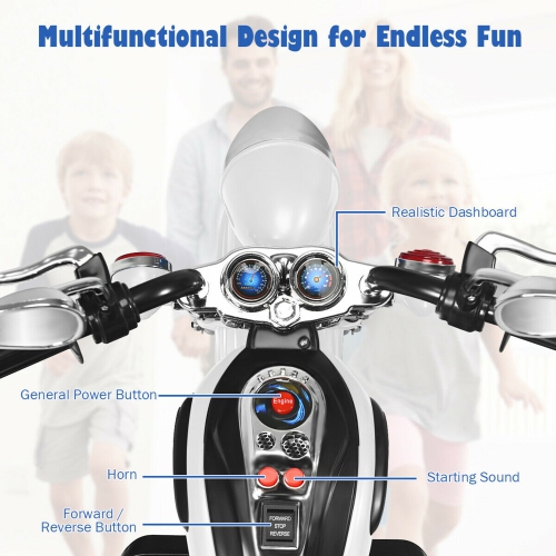 Gymax 6V Kids Ride On Chopper Motorcycle 3 Wheel Trike with Headlight