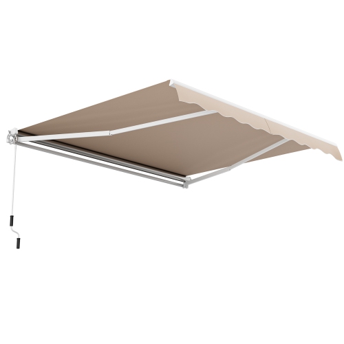 Gymax Retractable Patio Awning Aluminum Deck Sunshade Shelter Outdoor Beige