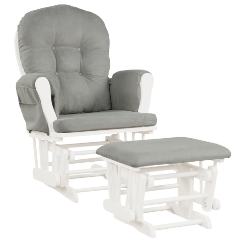 Gymax Baby Nursery Relax Rocker Rocking Chair Glider & Ottoman Set w/ Cushion