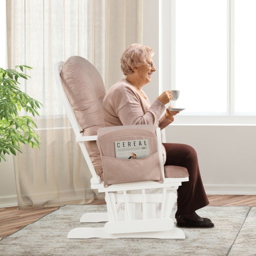 Gymax Baby Nursery Relax Rocker Rocking Chair Glider & Ottoman Set w/ Cushion