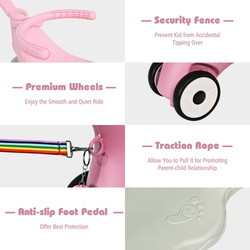 Gymax Baby Rocking Horse 4 in 1 Kids Ride On Toy Push Car w/ Music Indoor Outdoor Gift