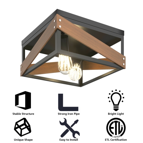 Gymax Adjustable Ceiling Lamp Geometric Lights Rustic Flush Mount Hallway Living Room