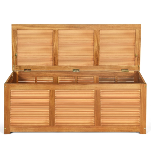 Gymax Acacia Wood Deck Box 46 Gallon Garden Backyard Storage Bench Container