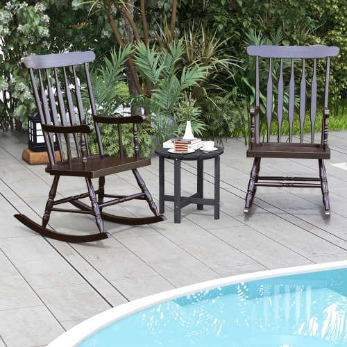 Gymax 2PCS Wooden Rocking Chair Single Rocker Indoor Garden Patio Yard Coffee
