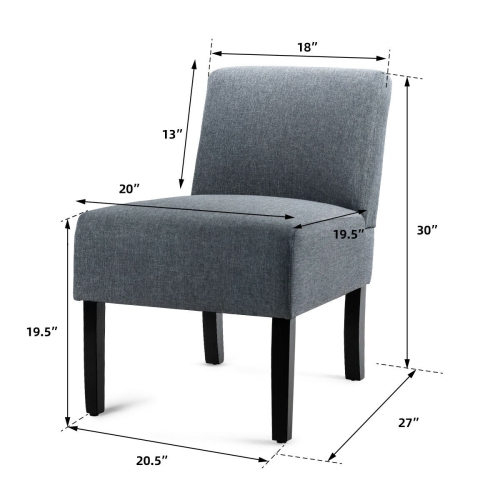 Gymax Accent Chair Fabric Upholstered Leisure Chair Single Sofa with Wooden Legs Grey