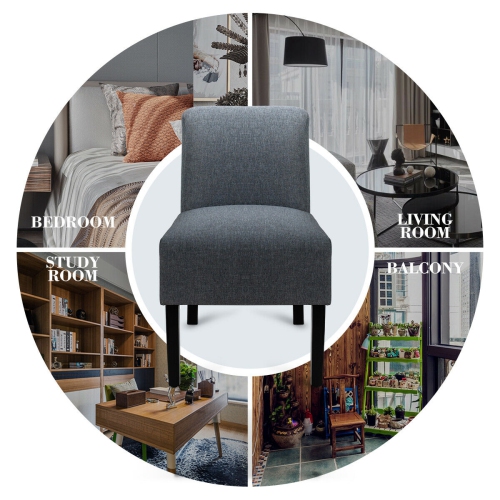 Gymax Accent Chair Fabric Upholstered Leisure Chair Single Sofa with Wooden Legs Grey