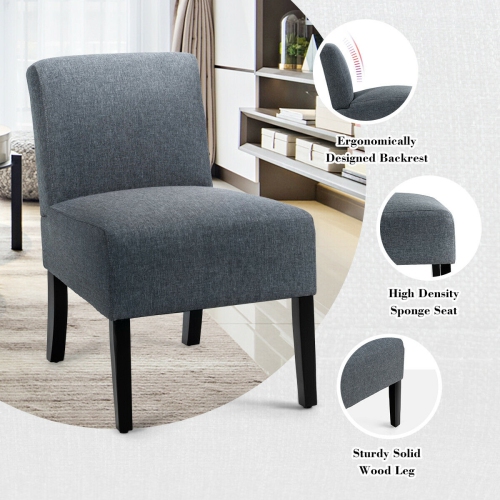 Gymax Accent Chair Fabric Upholstered Leisure Chair Single Sofa with Wooden Legs Grey