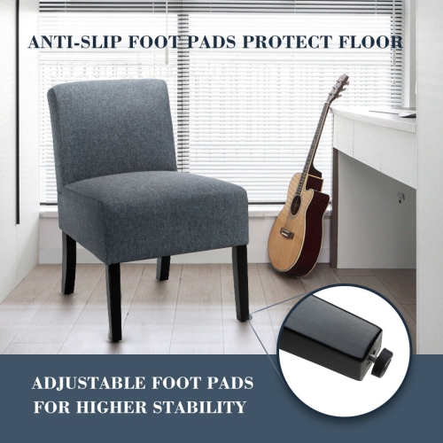 Gymax Accent Chair Fabric Upholstered Leisure Chair Single Sofa with Wooden Legs Grey