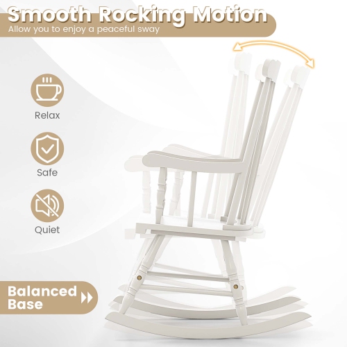 Gymax 2PCS Wooden Rocking Chair Single Rocker Indoor Garden Patio Yard White