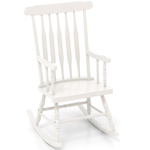 Gymax 2PCS Wooden Rocking Chair Single Rocker Indoor Garden Patio Yard White