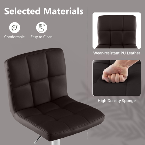 Gymax Set of 4 PU Leather Bar Stool Swivel Bar Chair w/ Adjustable Height Brown
