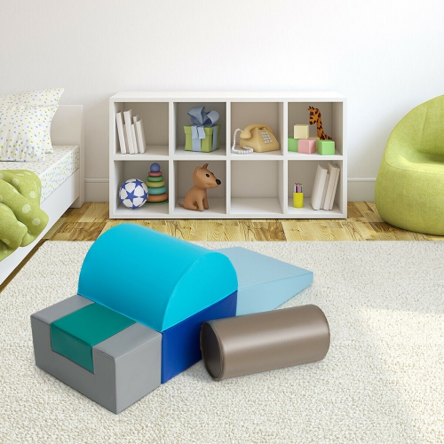 Gymax 6 Piece Climb Crawl Play Set Indoor Kids Toddler Baby Safe Soft Foam Blocks Toys