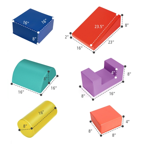 Gymax 6 Piece Climb Crawl Play Set Indoor Kids Baby Toddler Soft Safe Foam Blocks Toys