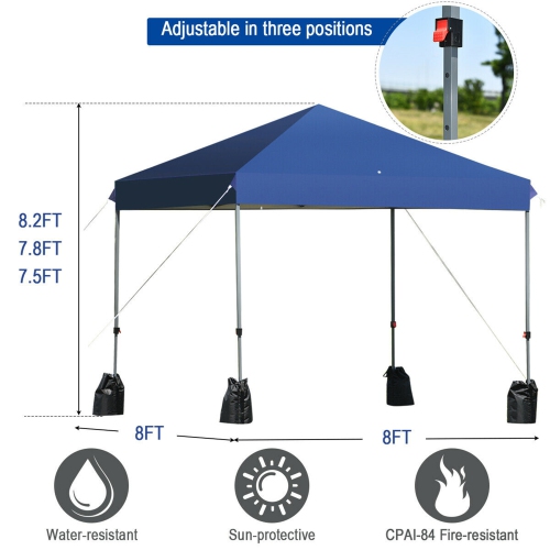 Gymax 8x8 FT Pop up Canopy Tent Shelter Wheeled Carry Bag 4 Canopy Sand Bag