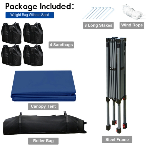 Gymax 8x8 FT Pop up Canopy Tent Shelter Wheeled Carry Bag 4 Canopy Sand Bag