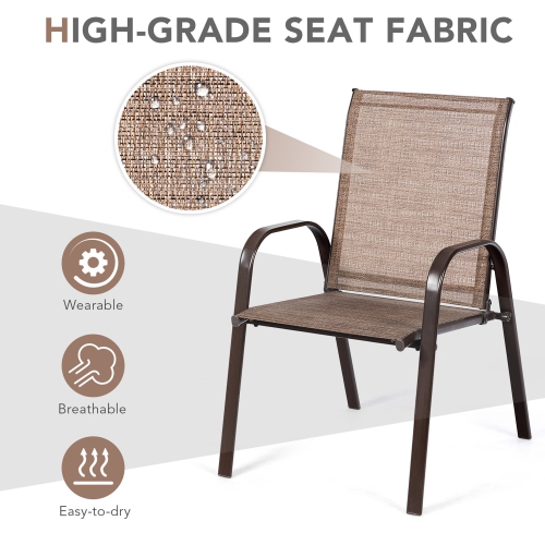 Gymax Set of 4 Patio Chairs Dining Chairs Garden Outdoor w/ Armrest Steel Frame