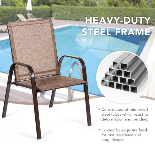 Gymax Set of 4 Patio Chairs Dining Chairs Garden Outdoor w/ Armrest Steel Frame