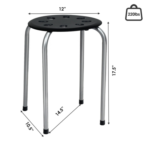 Gymax Set of 6 Portable Plastic Stack Stools Backless Classroom Seating