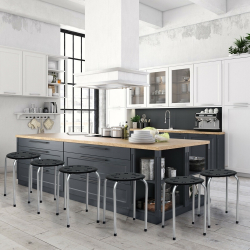 Gymax Set of 6 Portable Plastic Stack Stools Backless Classroom Seating