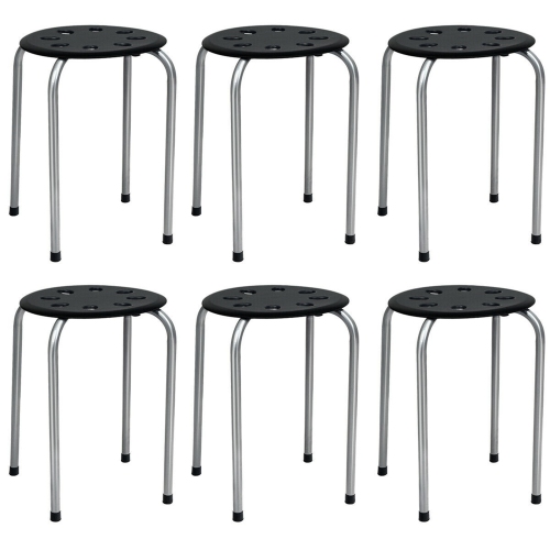 Gymax Set of 6 Portable Plastic Stack Stools Backless Classroom Seating