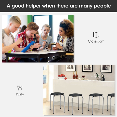 Gymax Set of 6 Portable Plastic Stack Stools Backless Classroom Seating