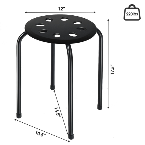 Gymax Set of 6 Portable Plastic Stack Stools Backless Classroom Seating