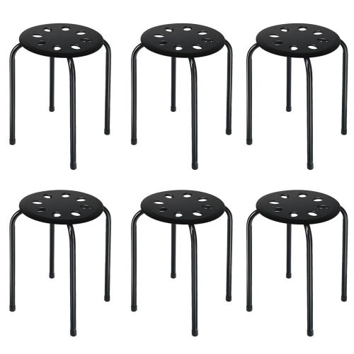 Gymax Set of 6 Portable Plastic Stack Stools Backless Classroom Seating
