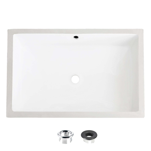 STYLISH 24 inch Rectangular Undermount Ceramic Bathroom Sink with 2 Overflow Finishes