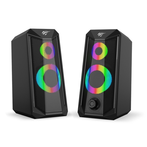 Havit 2.0 Channel 3.5mm Plug + USB Powered Dynamic RGB lights Stereo electronic sports speaker For Gamers