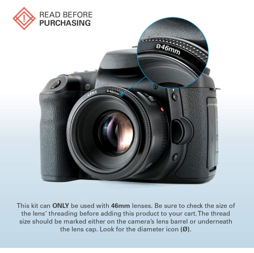 L’ensemble de 3 filtres de 46 mm de Polaroid Optics [UV, CPL, FLD] comprend un étui de transport en nylon – compatible avec tous les modèles