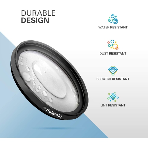 L’ensemble de 3 filtres de 46 mm de Polaroid Optics [UV, CPL, FLD] comprend un étui de transport en nylon – compatible avec tous les modèles