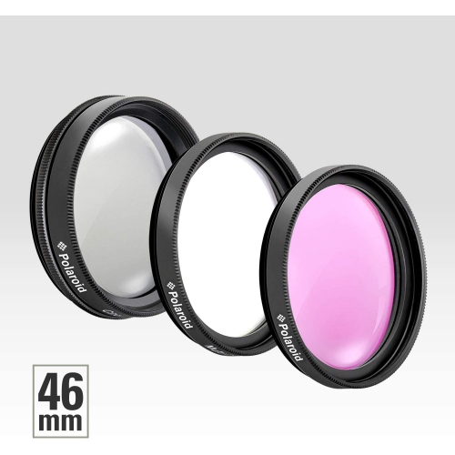 L’ensemble de 3 filtres de 46 mm de Polaroid Optics [UV, CPL, FLD] comprend un étui de transport en nylon – compatible avec tous les modèles