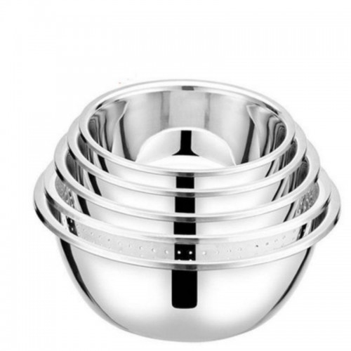 5 PC Stainless Steel Basin Set Colander Baking Mixing Bowls 18-26cm