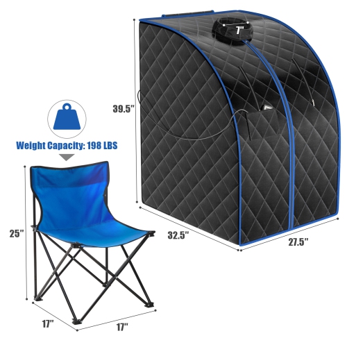 Costway Portable Far Infrared Sauna w/Adjustable 9-Gear Temperature Setting