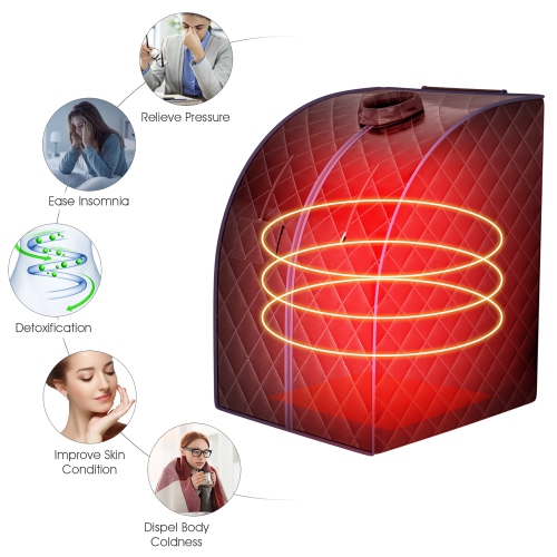 Costway Portable Far Infrared Sauna w/Adjustable 9-Gear Temperature Setting