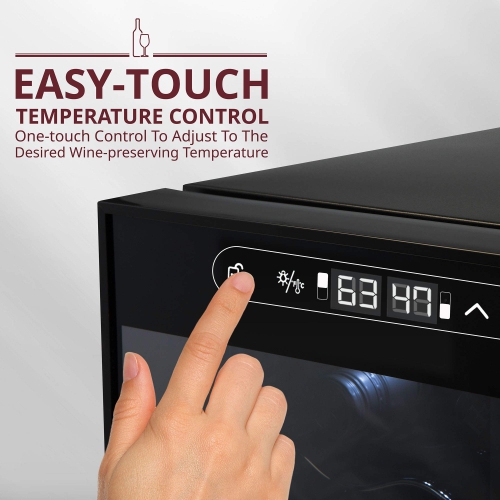 Refroidisseur à vin 2 zones 33 bouteilles MECCKE avec verrou | Grand cellier autonome | 41f-64f réfrigérateur à contrôle numérique de la température