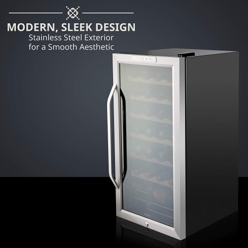 Ivation 28 Bottle Compressor Wine Cooler Refrigerator w/Lock | Freestanding 41f-64f Digital Temperature Control Fridge Stainless Steel