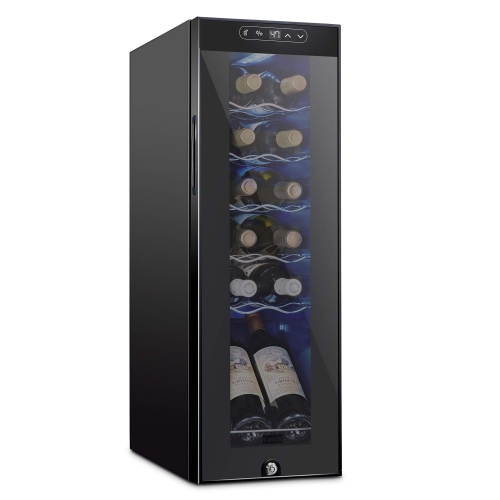 Schmecke 12 Bottle Compressor Wine Cooler Refrigerator w/Lock | Large Freestanding Wine Cellar | 41f-64f Digital Temperature Control Wine Fridge For