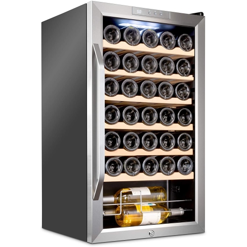Ivation 34 Bottle Compressor Wine Cooler Refrigerator W Lock Large Freestanding Wine Cellar For Red White Champagne Or Sparkling Wine 41f 64f Digital Temperature Control Fridge Stainless Steel Best Buy Canada