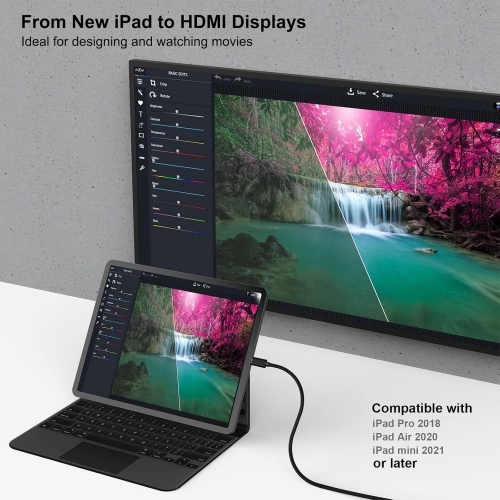 BENFEI USB-C to HDMI Cable, 6ft, Thunderbolt 3/4 Compatible for iPhone 15, MacBook, iPad Pro