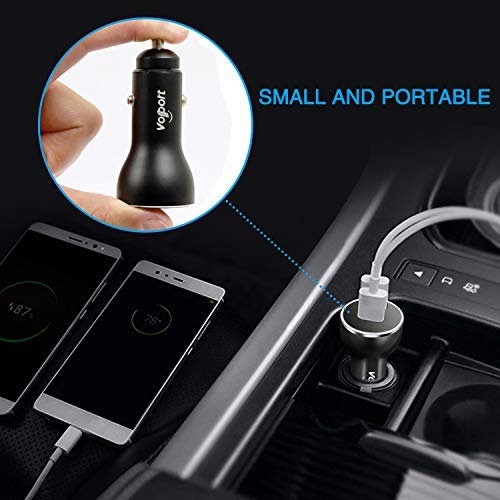 39W 12V Fast Dual USB Car Charger, Volport Metal 3A Rapid Charge Adapter with 2 Quick Charging 3.0 Port for Android Samsung...