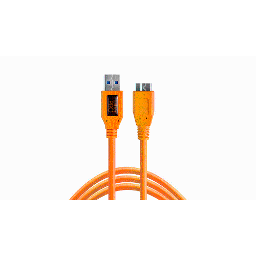 TetherPro USB 3.0 SuperSpeed Micro-B Cable, 15 feet, High-Visibility Orange